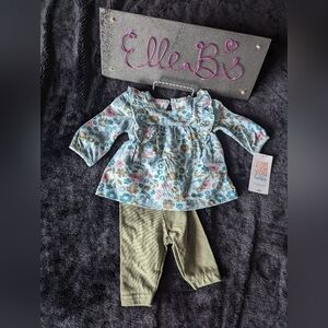 NWT Carters 2 Piece Blue/Green Floral Set NB